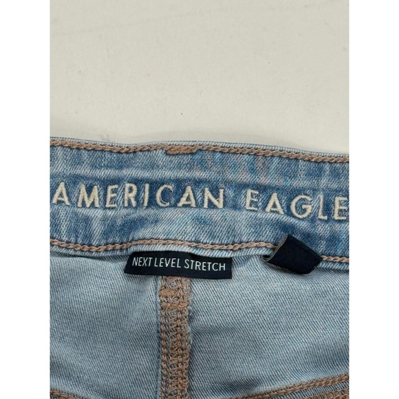 American Eagle Next Level Stretch High Rise Flare Jeans Light Wash Distressed 6 - Picture 9 of 14